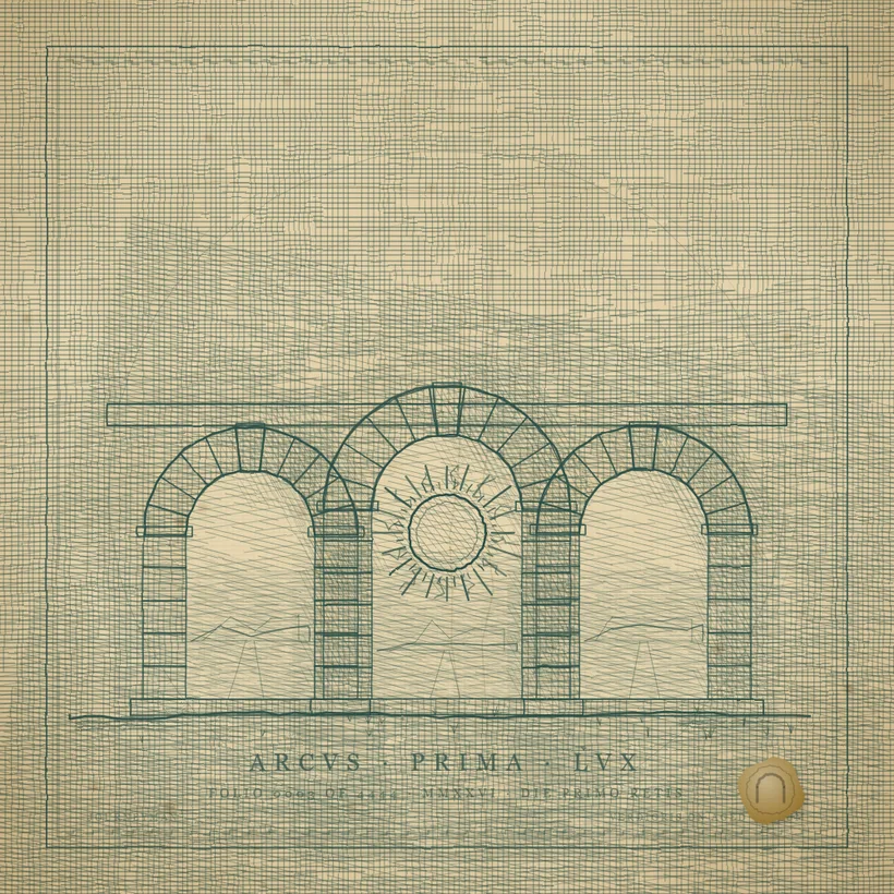 A three-arched aqueduct under an eclipse